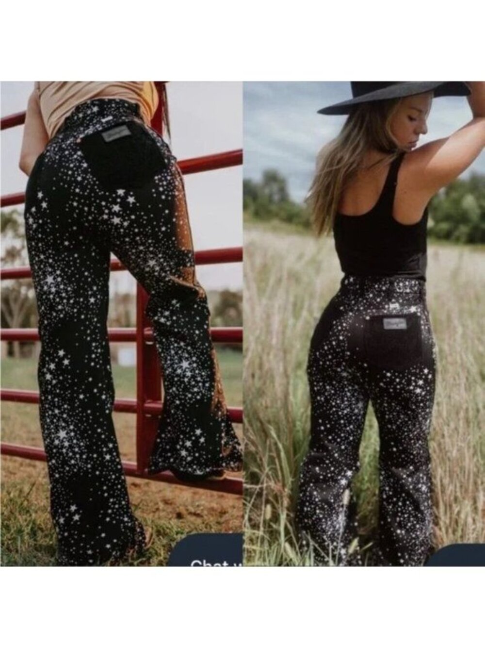 Wrangler X Free People Wanderer High Rise Flare Jeans: Star Struck Black White